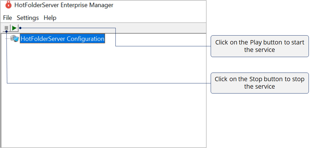 Starting Hot Folder Server Enterprise Manager